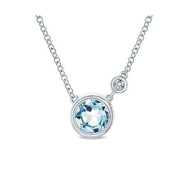 Gabriel & Co Sterling Silver Aquamarine Pendant Aires Jewelers Morris Plains, NJ