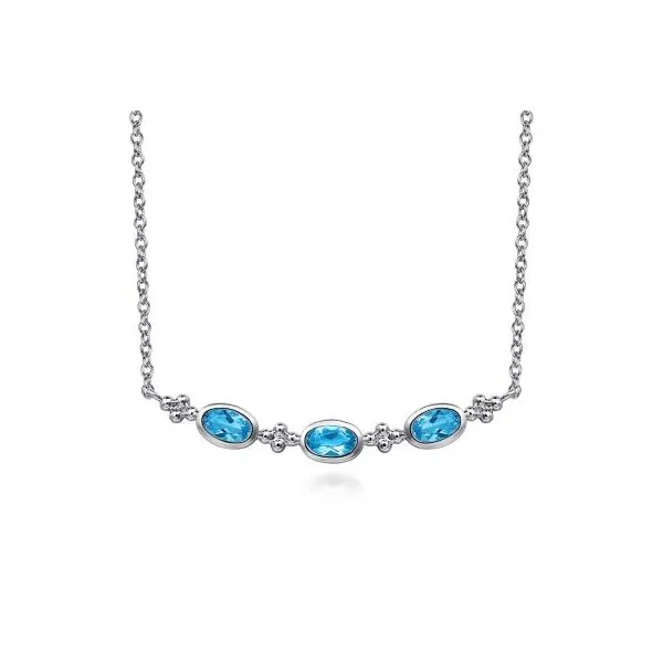 Gabriel & Co Sterling Silver Blue Topaz Necklace Aires Jewelers Morris Plains, NJ