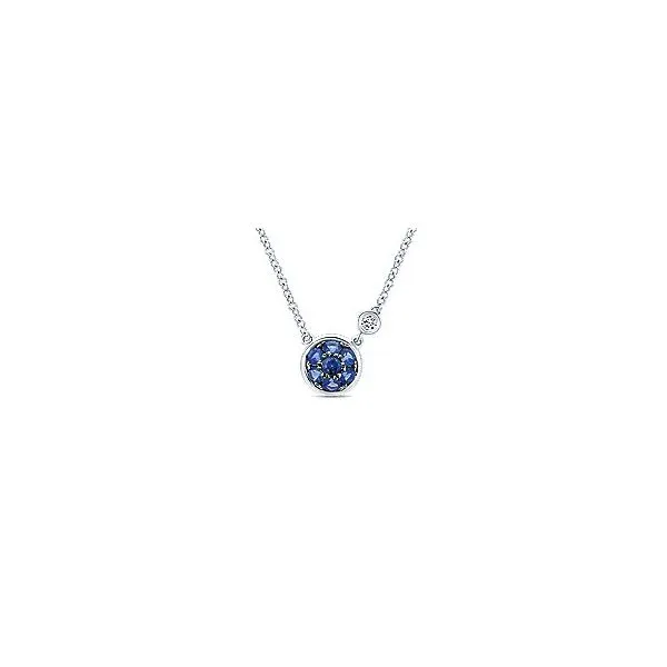 Gabriel & Co Sapphire Cluster Pendant Aires Jewelers Morris Plains, NJ
