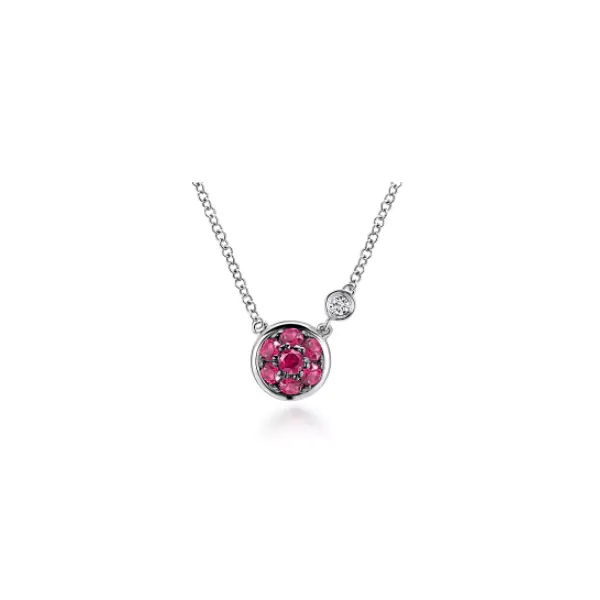 Gabriel & Co Silver Ruby Cluster Pendant Aires Jewelers Morris Plains, NJ