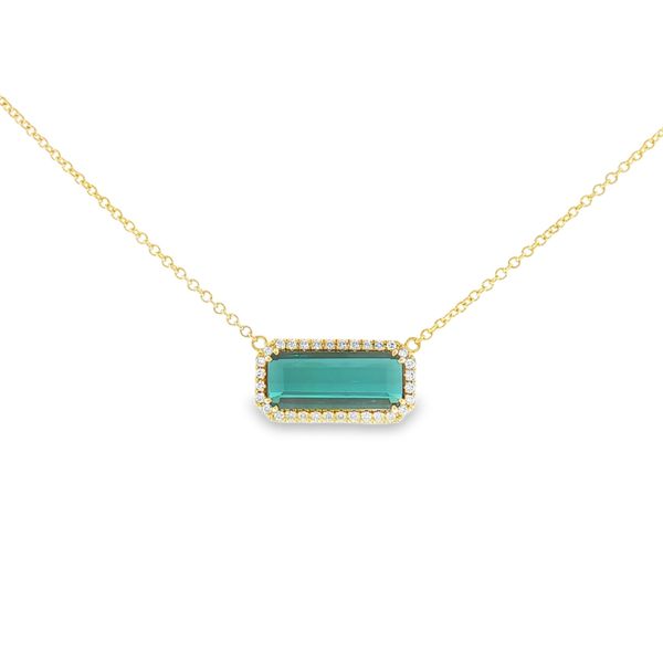 Aires Signature Teal Tourmaline and Diamond Necklace Aires Jewelers Morris Plains, NJ