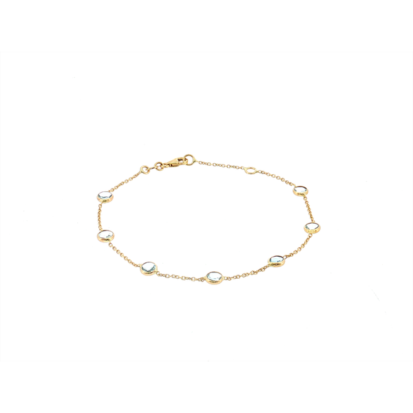 14K Yellow Gold 4mm Blue Topaz Bracelet 7.5