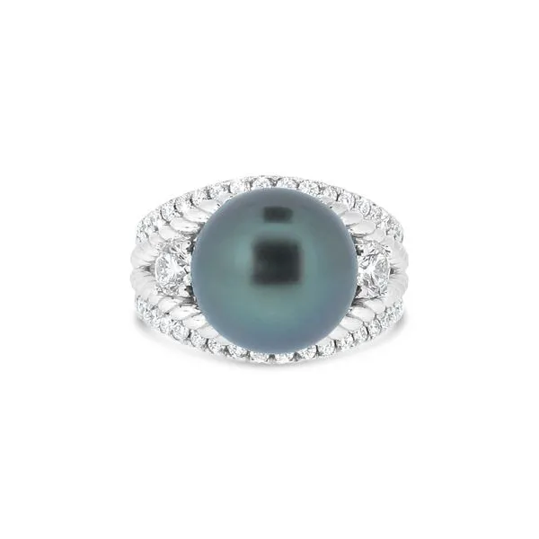 Aires Signature Tahitian Pearl and Diamond Ring Image 3 Aires Jewelers Morris Plains, NJ