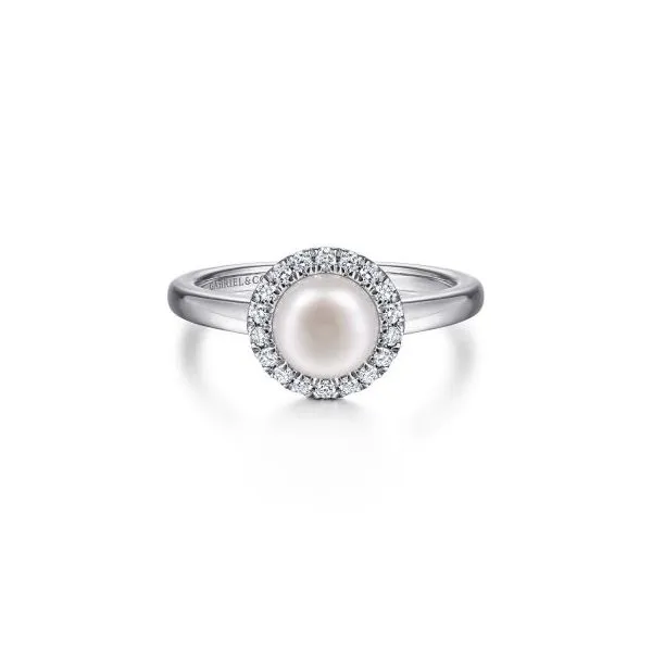 Gabriel & Co Diamond and Pearl Ring Aires Jewelers Morris Plains, NJ