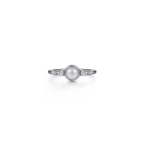 Gabriel & Co Silver Diamond and Pearl Ring Aires Jewelers Morris Plains, NJ