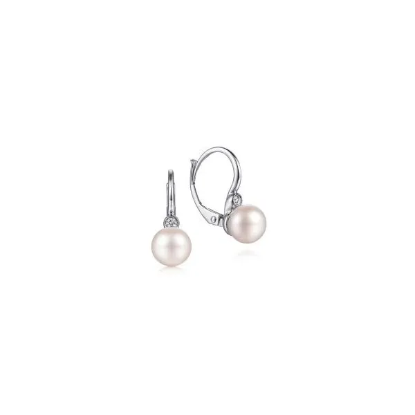 Gabriel & Co Pearl and Diamond Earrings Aires Jewelers Morris Plains, NJ