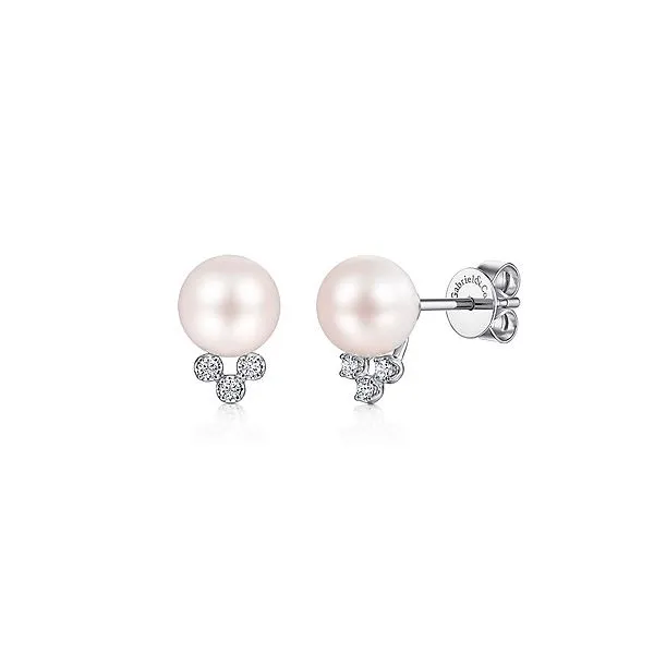 Gabriel & Co Diamond and Pearl Earrings Aires Jewelers Morris Plains, NJ