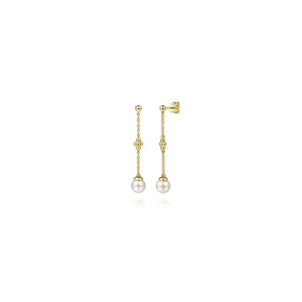 Gabriel & Co Gold Pearl Earrings Aires Jewelers Morris Plains, NJ
