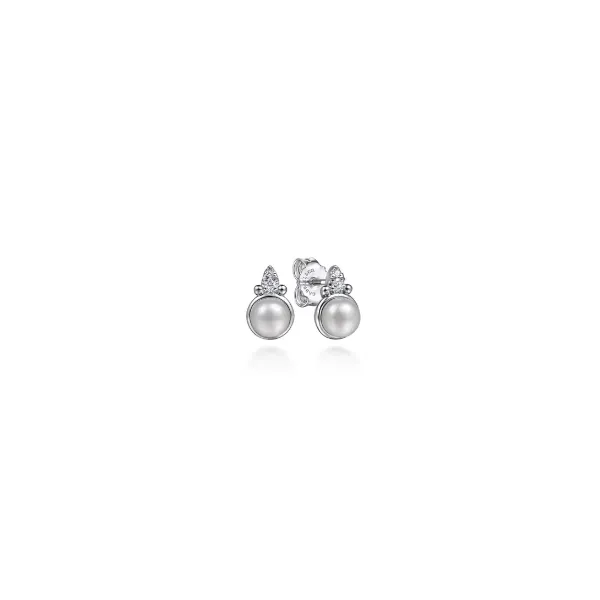 Gabriel & Co Silver Pearl Earrings Aires Jewelers Morris Plains, NJ