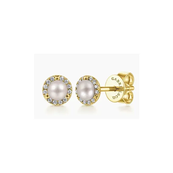 Gabriel & Co Pearl and Diamond Stud Earrings Aires Jewelers Morris Plains, NJ