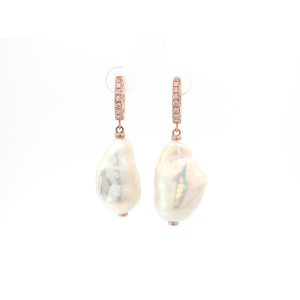 Aires Diamond and Baroque Pearl Earrings Aires Jewelers Morris Plains, NJ