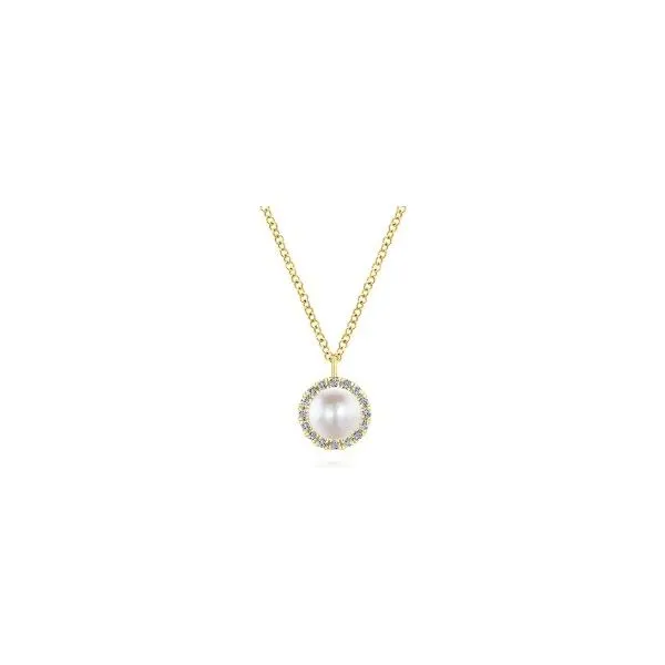 Gabriel & Co Pearl and Diamond Pendant Aires Jewelers Morris Plains, NJ