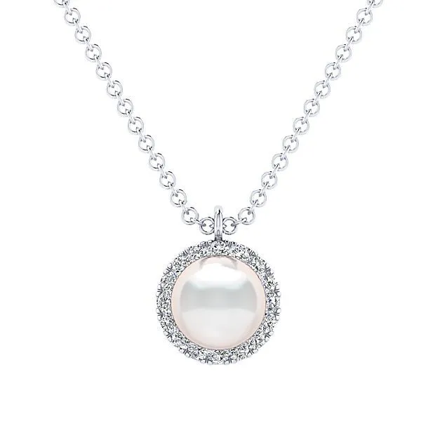 Gabriel & Co Diamond and Pearl Necklace Aires Jewelers Morris Plains, NJ
