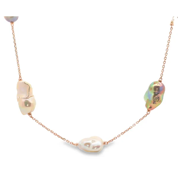 Aires Rose Gold Pearl Chain Necklace Image 2 Aires Jewelers Morris Plains, NJ