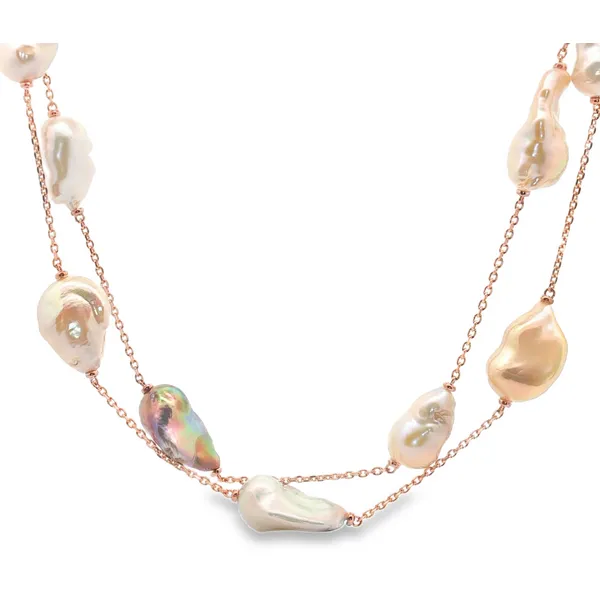 Aires Rose Gold Pearl Chain Necklace Aires Jewelers Morris Plains, NJ