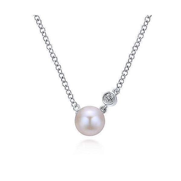 Gabriel & Co Silver Pearl Necklace Aires Jewelers Morris Plains, NJ