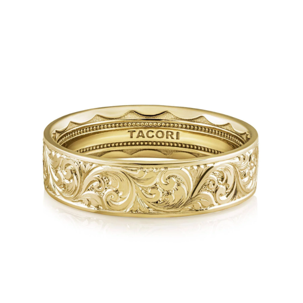 Tacori Flat Scroll Hand Engraved Wedding Band Aires Jewelers Morris Plains, NJ