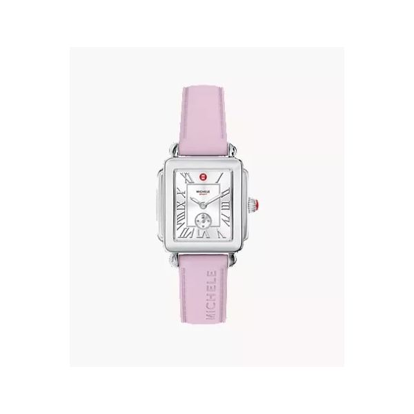 Michele Deco Sport Mid Stainless Steel Pink Silicone Watch Aires Jewelers Morris Plains, NJ
