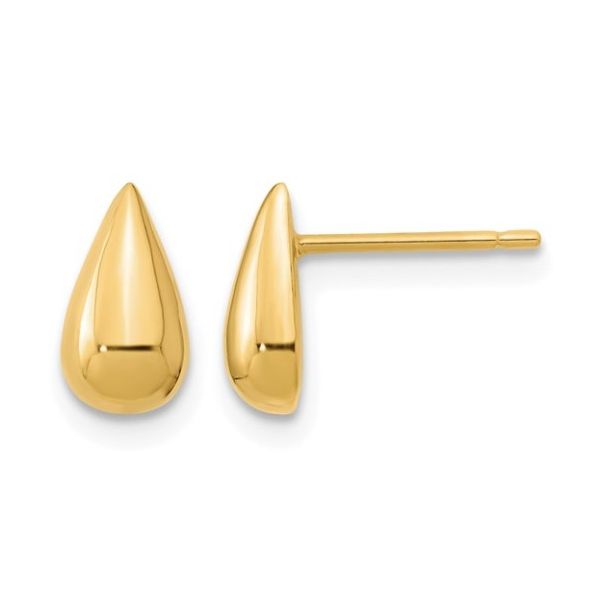 14K Yellow Gold Teardrop Stud Earrings Aires Jewelers Morris Plains, NJ