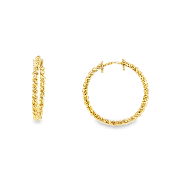 14K Yellow Gold  Twisted Rope Hoop Earrings Aires Jewelers Morris Plains, NJ