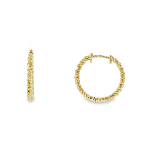 14K Yellow Gold Twisted Rope Hoop Earrings Aires Jewelers Morris Plains, NJ