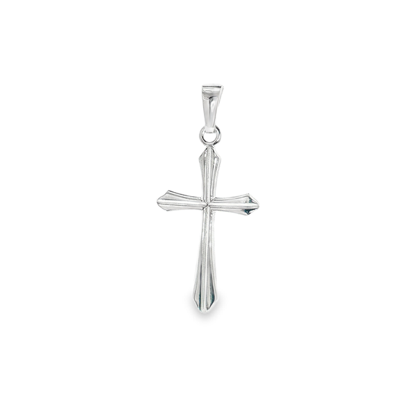 14K White Gold Flared Cross Pendant Image 2 Aires Jewelers Morris Plains, NJ