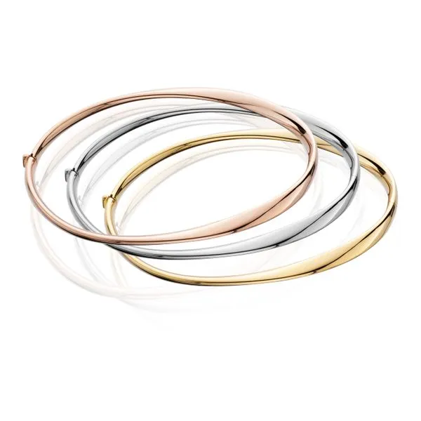 Gold Twist Hinge Bangle Image 2 Aires Jewelers Morris Plains, NJ