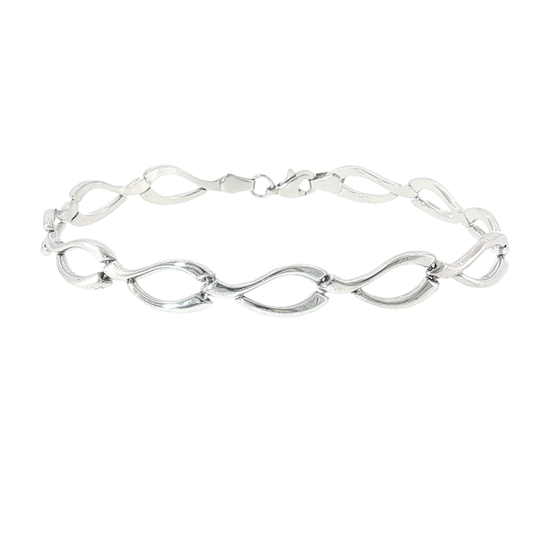 14K White Gold Teardrop Link Bracelet Aires Jewelers Morris Plains, NJ