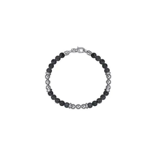 Gabriel & Co Sterling Silver Blue Agate Bead Mens Bracelet Aires Jewelers Morris Plains, NJ