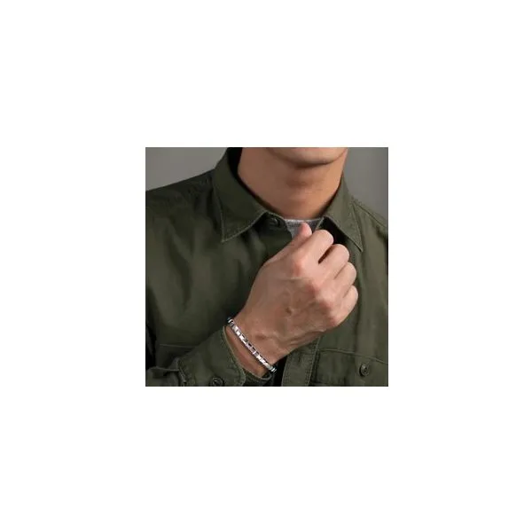 Gabriel & Co Sterling Silver Men's Bangle Bracelet Image 2 Aires Jewelers Morris Plains, NJ
