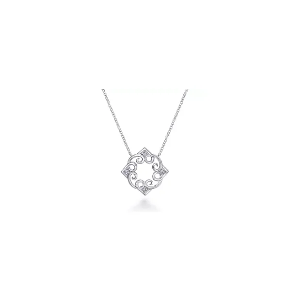 Gabriel & Co Silver Open Heart Pendant Aires Jewelers Morris Plains, NJ