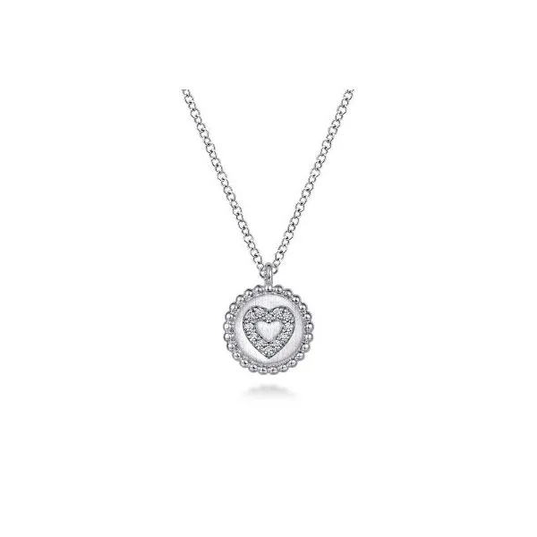 Silver Heart Disc Pendant Aires Jewelers Morris Plains, NJ