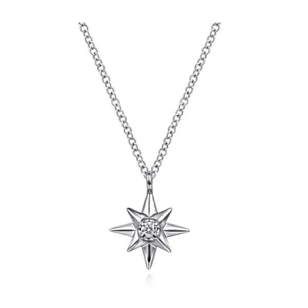 Gabriel & Co Sterling Silver Diamond Star Pendant Aires Jewelers Morris Plains, NJ