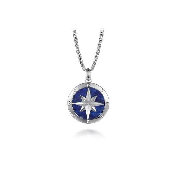 Gabriel & Co Sterling Silver Lapis Mens PNecklace Aires Jewelers Morris Plains, NJ
