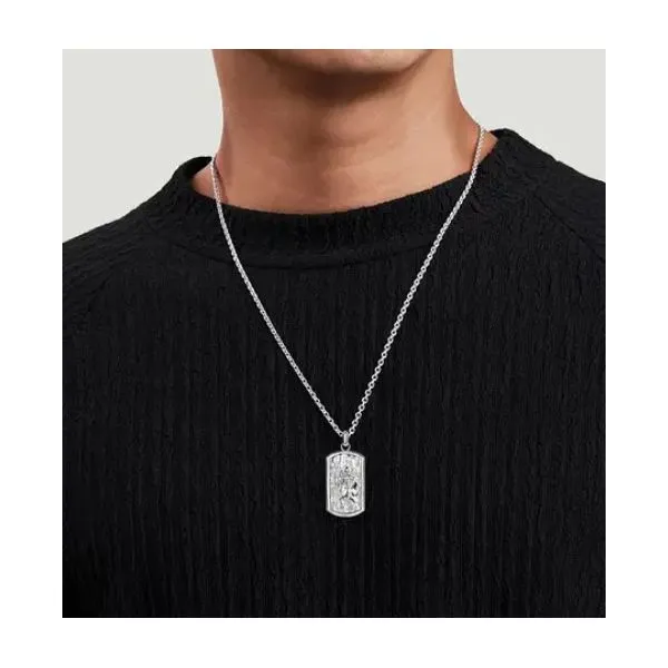 Gabriel & Co Silver Men's Dogtag Pendant Image 2 Aires Jewelers Morris Plains, NJ