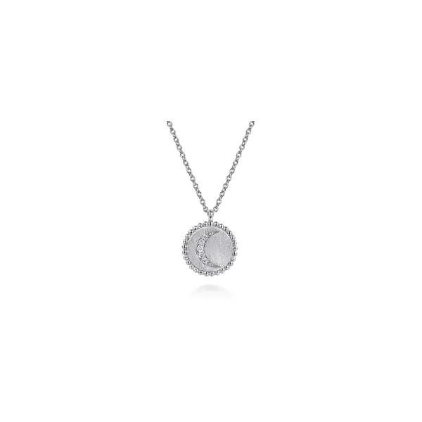 Gabriel & Co Silver Diamond Moon Pendant Aires Jewelers Morris Plains, NJ
