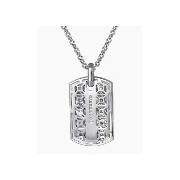 Gabriel & Co. Silver Dog Tag Pendant Necklace Image 2 Aires Jewelers Morris Plains, NJ