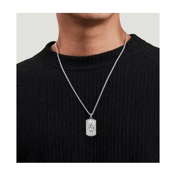 Gabriel & Co Silver Men's Dogtag Pendant Image 2 Aires Jewelers Morris Plains, NJ