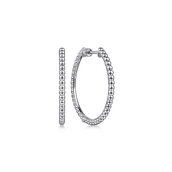 Gabriel & Co Silver Beaded Hoops Aires Jewelers Morris Plains, NJ