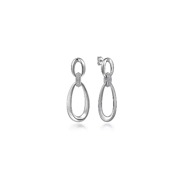 Gabriel & Co Silver Oval Link Drop Earrings Aires Jewelers Morris Plains, NJ