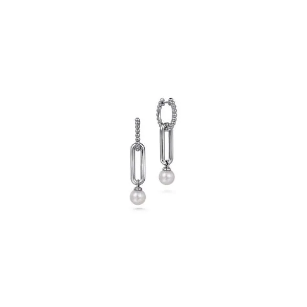 Gabriel & Co Silver Pearl Drop Earrings Aires Jewelers Morris Plains, NJ