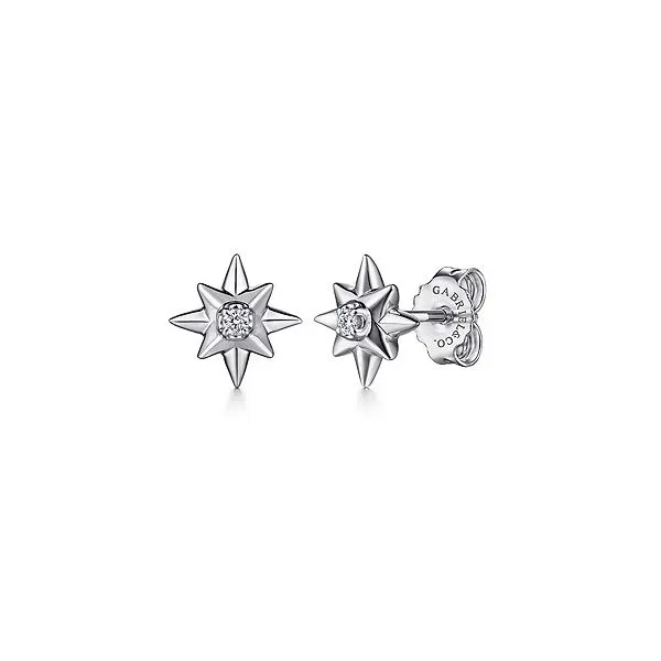 Gabriel & Co Sterling Silver Diamond Earrigns Aires Jewelers Morris Plains, NJ