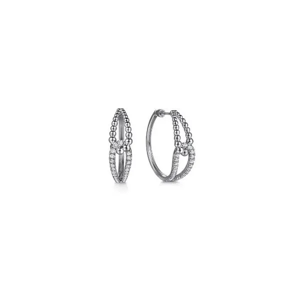 Gabriel & Co Sterling Silver White Sapphire Hoops Aires Jewelers Morris Plains, NJ