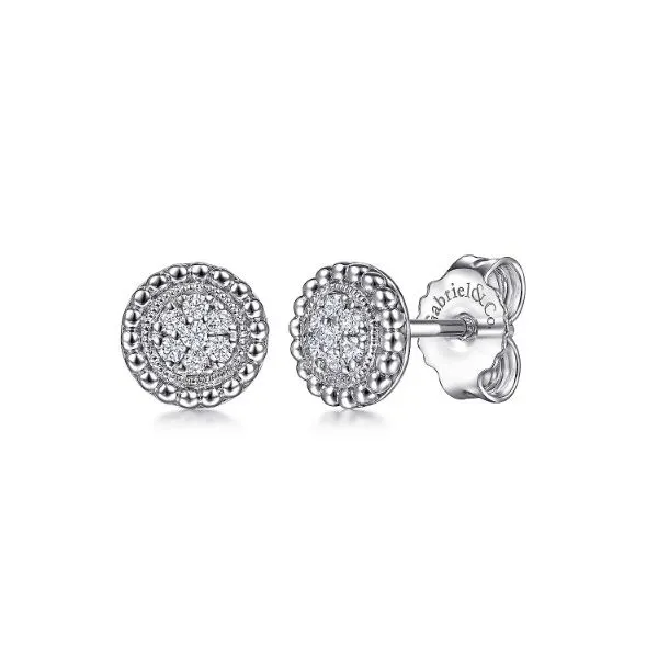 Gabriel & Co Silver Diamond Earrings Aires Jewelers Morris Plains, NJ