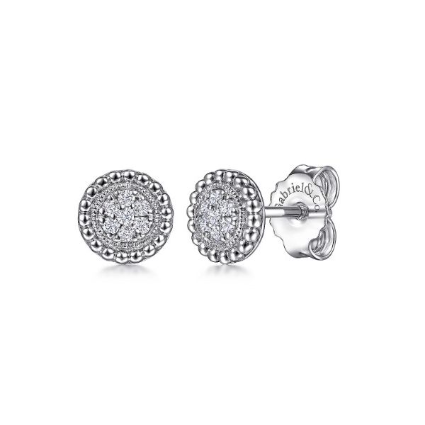 Gabriel & Co Silver Diamond Earrings Aires Jewelers Morris Plains, NJ