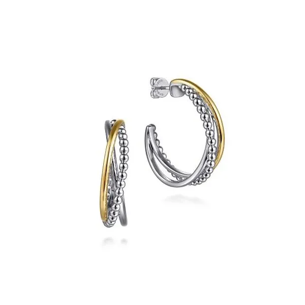 Gabriel & Co Sterling Silver and Yellow Gold Earrings Aires Jewelers Morris Plains, NJ
