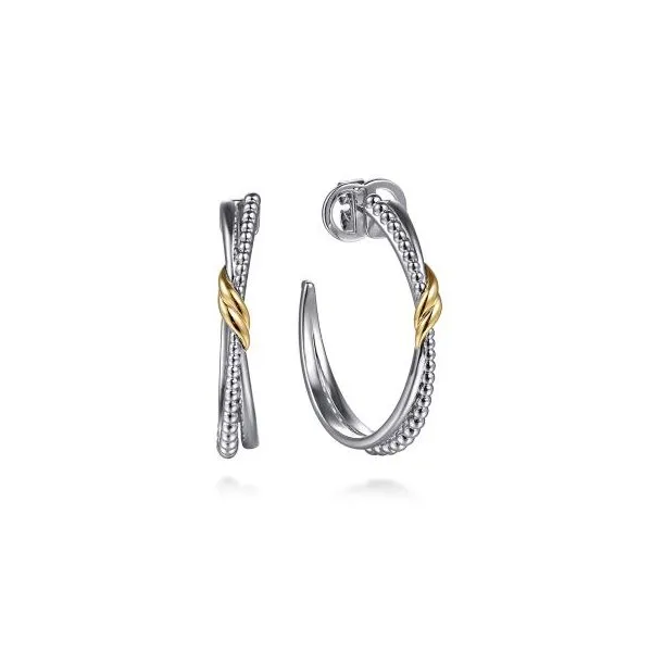 Gabriel & Co Sterling Silver and Yellow Gold Earrings Aires Jewelers Morris Plains, NJ