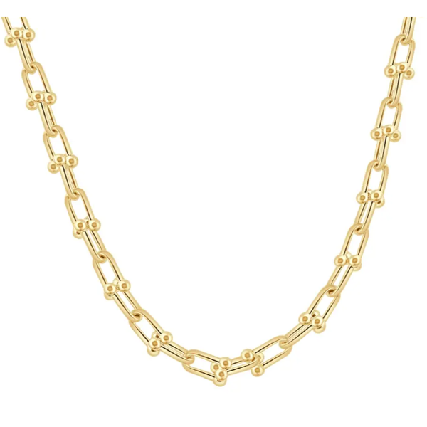 14K Yellow Gold Stirrup Link Necklace Aires Jewelers Morris Plains, NJ
