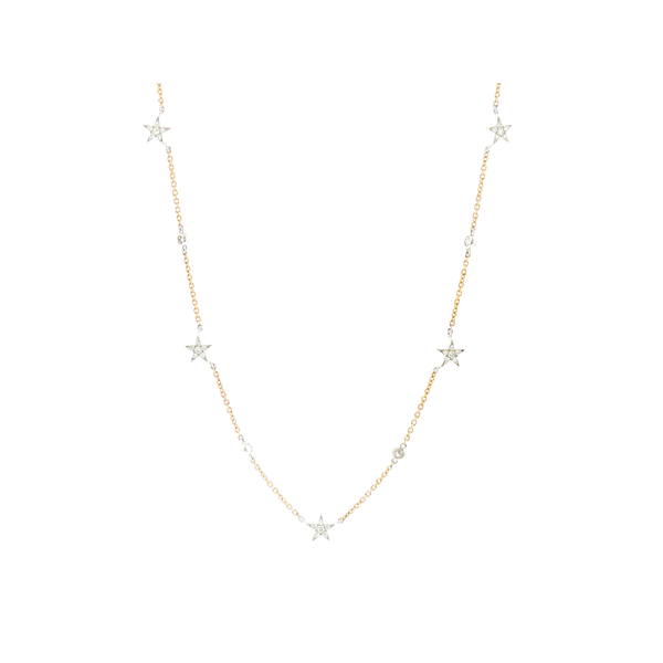 Gold and Diamond Stars Necklace Image 2 Aires Jewelers Morris Plains, NJ