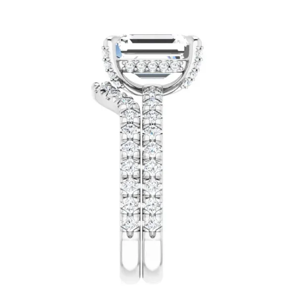 14kt white gold hidden halo Lab grown diamond emerald cut engagement ring Image 2 Albert's Jewelers Kingsland, GA